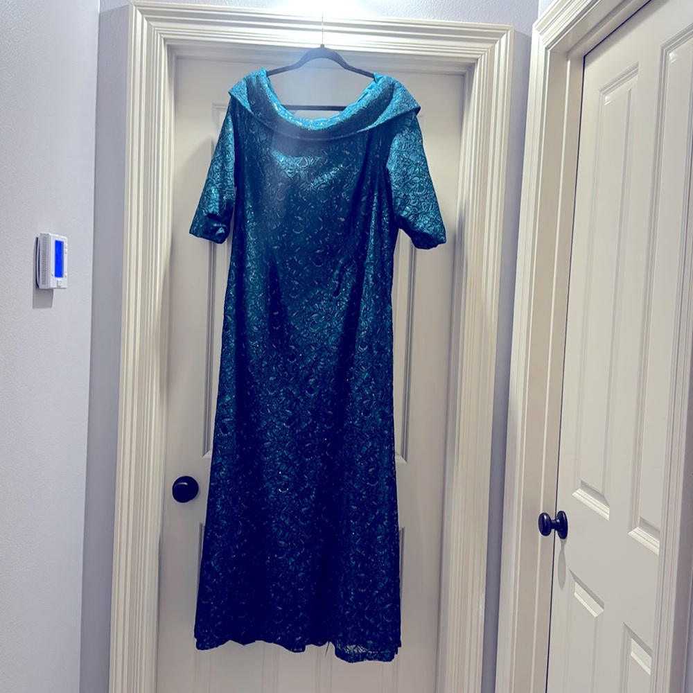 Mother of the bride/groom by Yvonne LeFleur; deep turquoise with silver threads